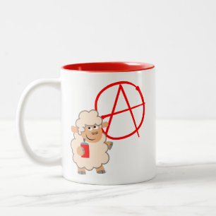 Cute Rebellious Tecknad Sheep Två-Tonad Mugg