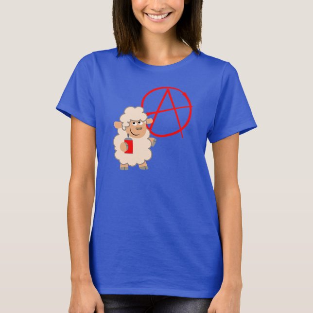 Cute Rebellious Tecknad Sheep Women T-Shirt (Framsida)