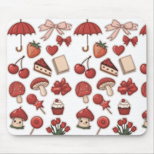 Cute Red Aesthetic Mushroom Strawberry Dessert Pat Musmatta