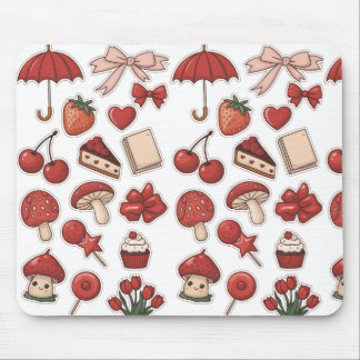 Cute Red Aesthetic Mushroom Strawberry Dessert Pat Musmatta