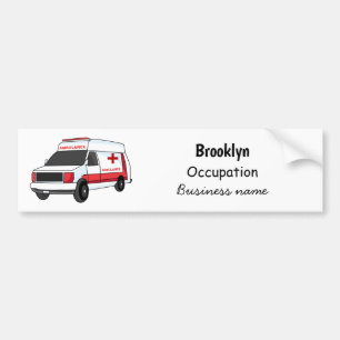 Cute red ambulance van tecknad bildekal