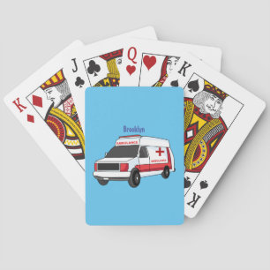 Cute red ambulance van tecknad casinokort