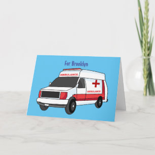 Cute red ambulance van tecknad kort