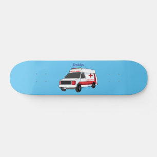 Cute red ambulance van tecknad mini skateboard bräda 18,5 cm