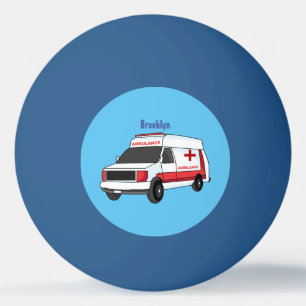 Cute red ambulance van tecknad pingisboll
