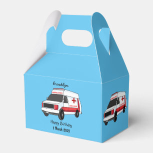 Cute red ambulance van tecknad presentaskar