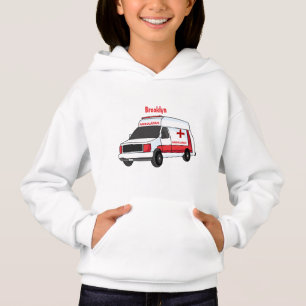 Cute red ambulance van tecknad t shirt