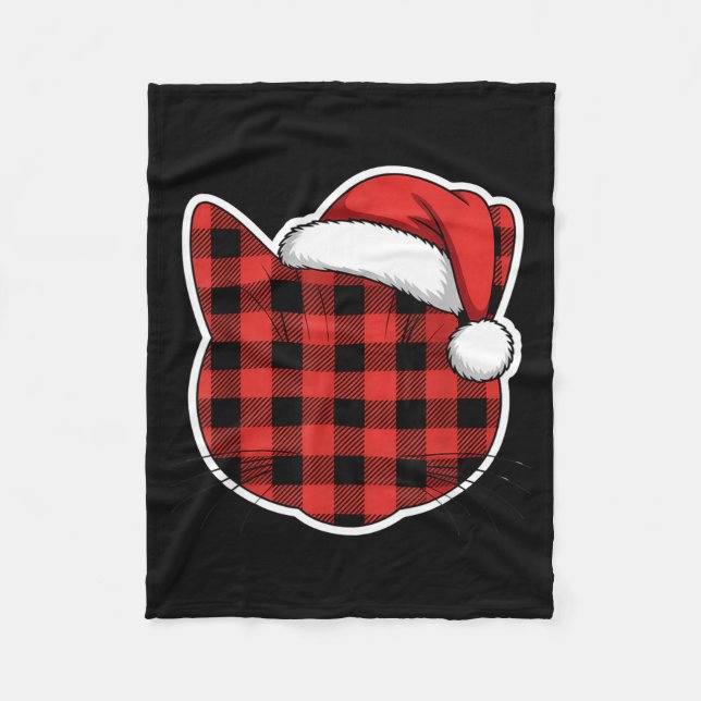 Cute Red And Black Buffalo Plaid Cat Christmas San Fleecefilt (Framsidan)