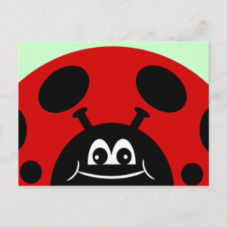 Cute Red and Black Ladybug Vykort