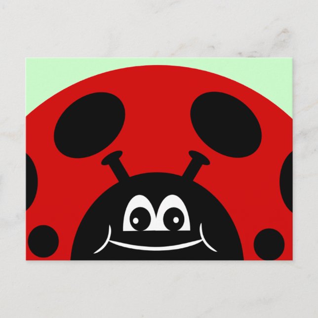 Cute Red and Black Ladybug Vykort (Framsida)