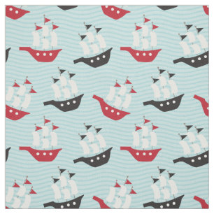 Cute Red and Black Pirat Frakt Fabric Tyg