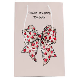 Cute Red and Blush Coquette Heart Bow 