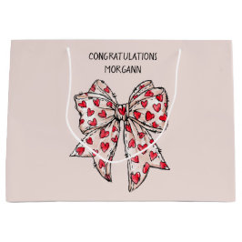 Cute Red and Blush Coquette Heart Bow 