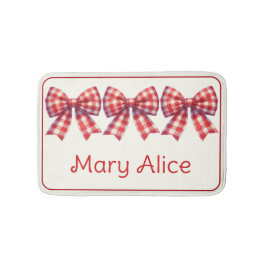 Cute Red and Cream Gingham Bow Badrumsmatta