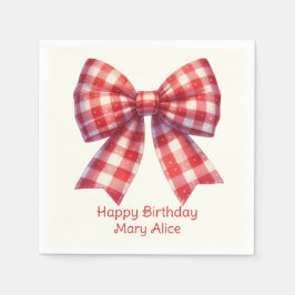 Cute Red and Cream Gingham Bow Pappersservett