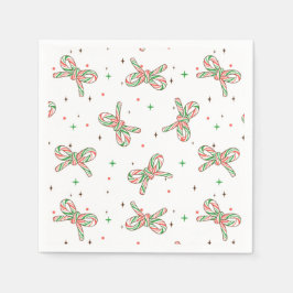Cute Red and Green Candy Cane Bow Holiday Pappersservett
