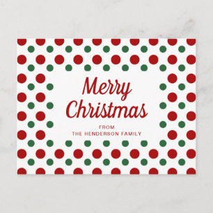 Cute Red and Grönt Polka dots God jul Vykort