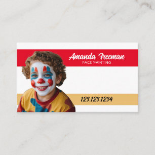 Cute Red and Gult Clown Paint Ansikte Painter Visitkort