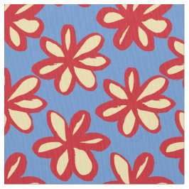Cute Red and Gult Daisy on Utopian Blue Tyg