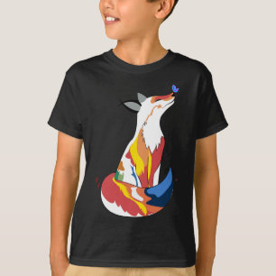 Cute Red and Gult Fox and Cute Butterfly T Shirt