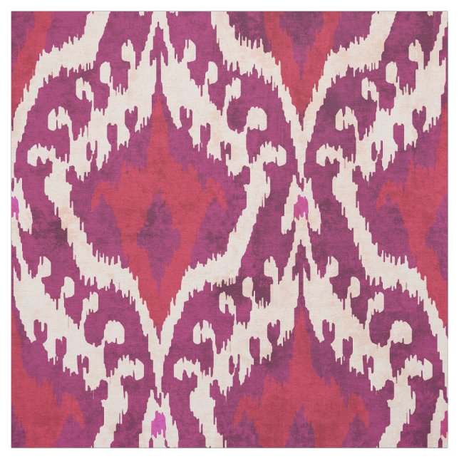 Cute red and lila ikat tribal mönster tyg (Provkarta)