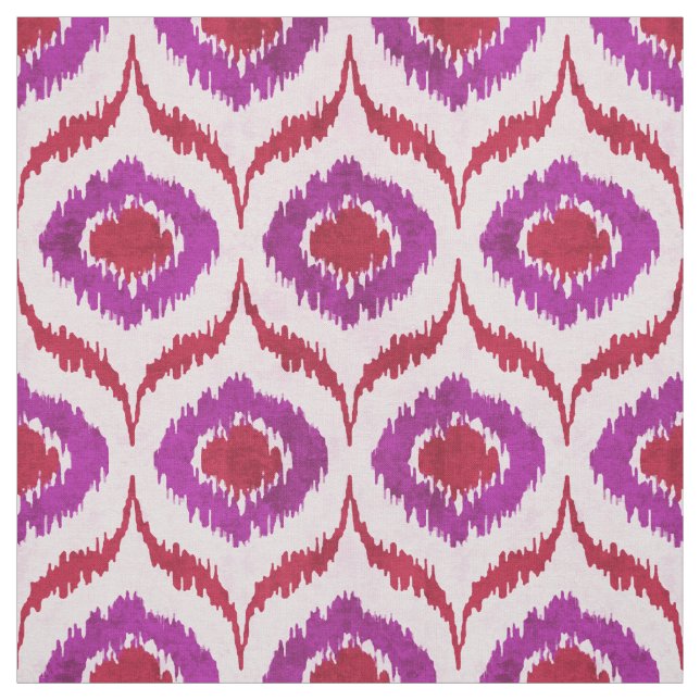 Cute red and lila ikat tribal mönster tyg (Provkarta)
