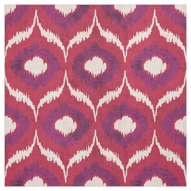 Cute red and lila ikat tribal mönster tyg (Provkarta)