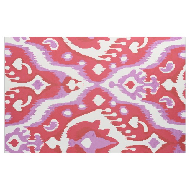 Cute red and orchid ikat tribal mönster tyg (Fat Quarter)