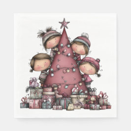 CUTE RED AND PINK HOLIDAY CHRISTMAS TREES PAPPERSSERVETT