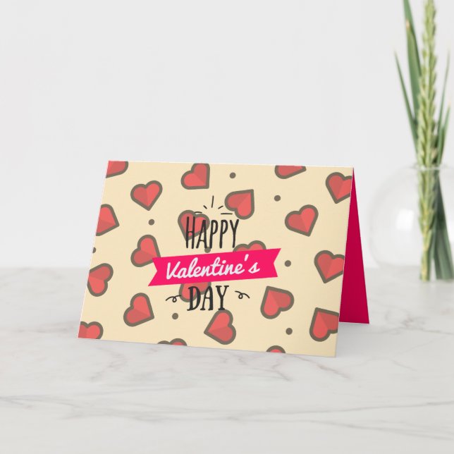 Cute Red and Rosa Heart Alla hjärtans dag Card Kort (Framsida)