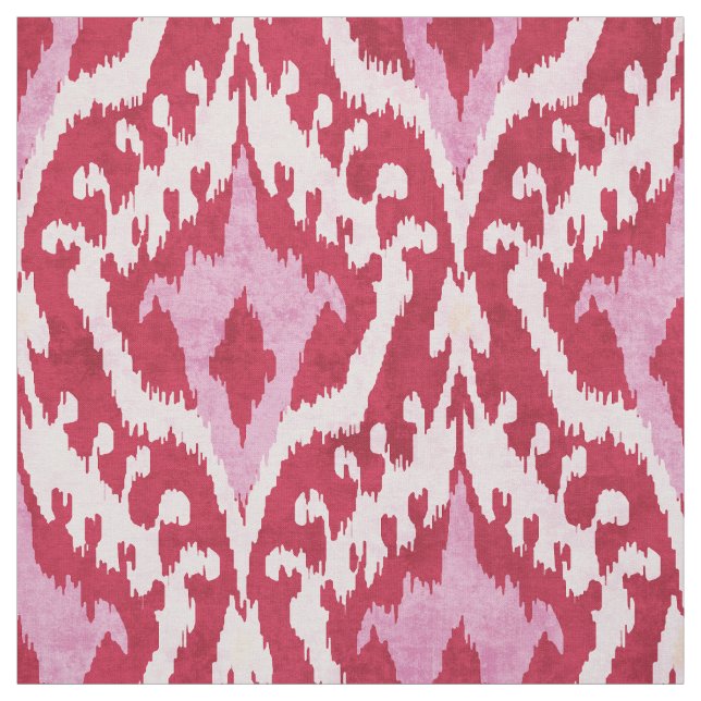 Cute red and rosa ikat tribal mönster tyg (Provkarta)