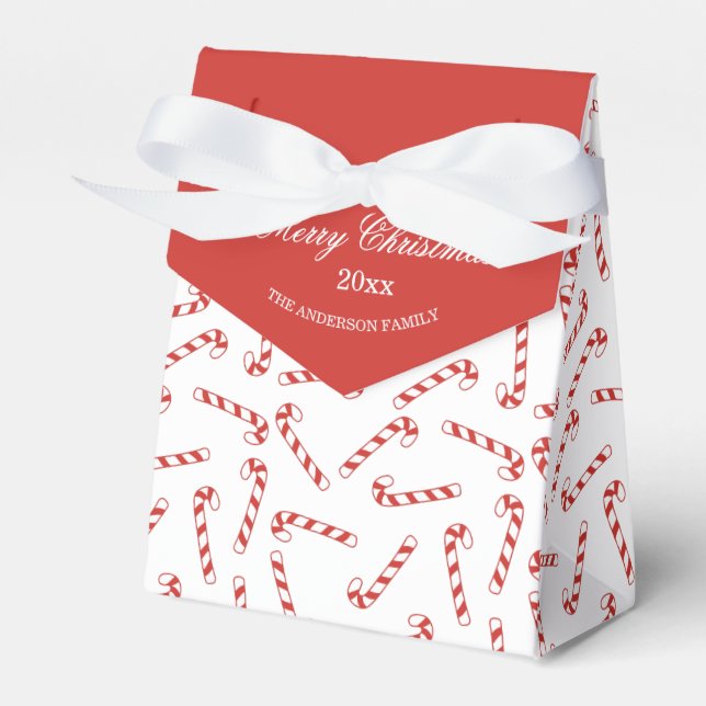 Cute Red and White Candy cane jul Mönster Presentaskar (Framsidan Sidan)