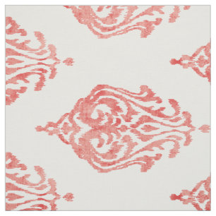 Cute red and white damask ikat tribal mönster tyg