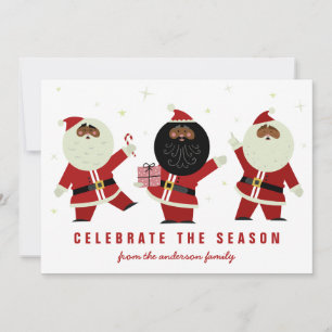 Cute Red and White Dancing Black Santas