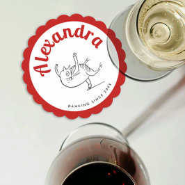 Cute Red and White Edward Lear Cat Dance Party Underlägg Papper