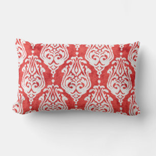 Cute Red and white fuask ikat tribal mönster Lumbarkudde