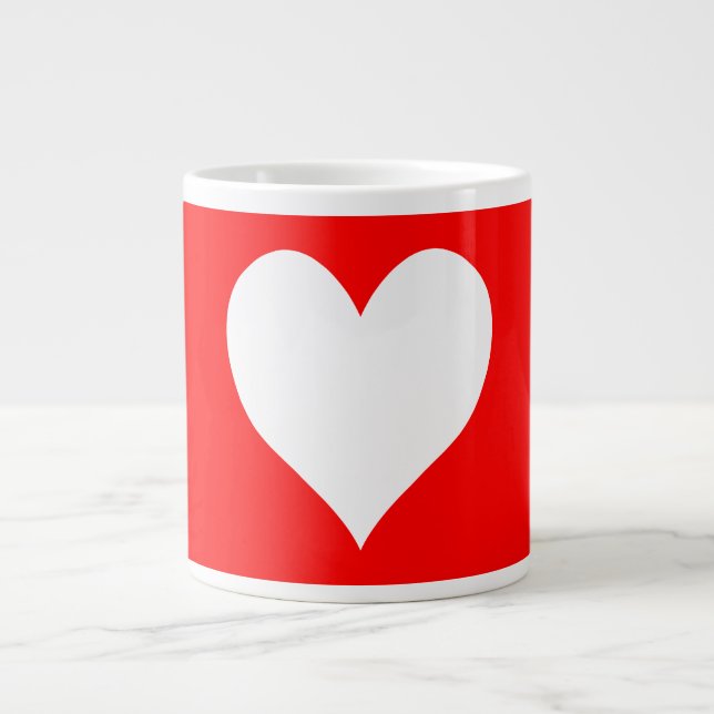 Cute Red and White Heart Shape Jumbo Mugg (Framsidan)
