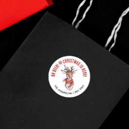 Cute Red and White jul Rudolph Reindeer Runt Klistermärke