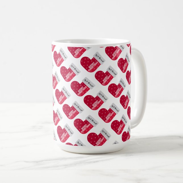 Cute Red and White jul Sock Mönster Kaffemugg (Framsida höger)