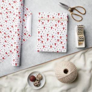 Cute Red and White Minimalist Heart Mönster Presentpapper