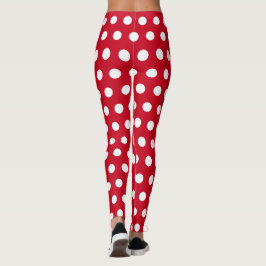 Cute Red and White Polka Dot Mönster Leggings