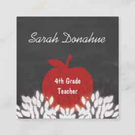 Cute Red Apple Chalkboard School Lärare Fyrkantigt Visitkort