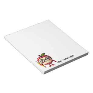 Cute Red Apple Character med Pencil Teacher Anteckningsblock