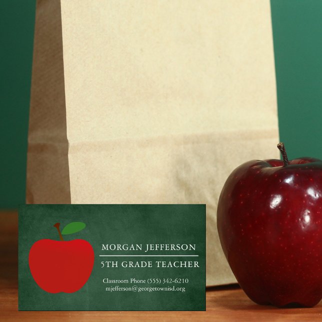 Cute Red Apple från skollärare Magnetiska Visitkort (Skapare uppladdad)