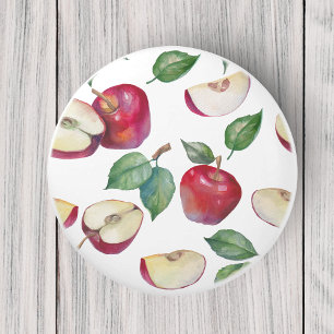Cute Red Apple Fruit Mönster Knopp