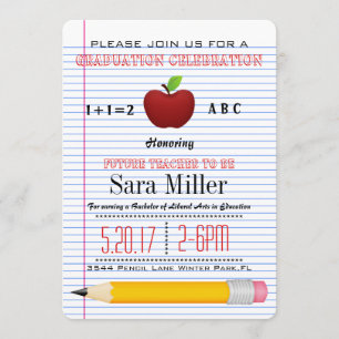 Cute Red Apple Teacher Studenten inbjudan