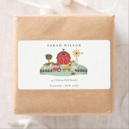 Cute Red Barnyard Farm Animal Baby Shower Fraktsedel