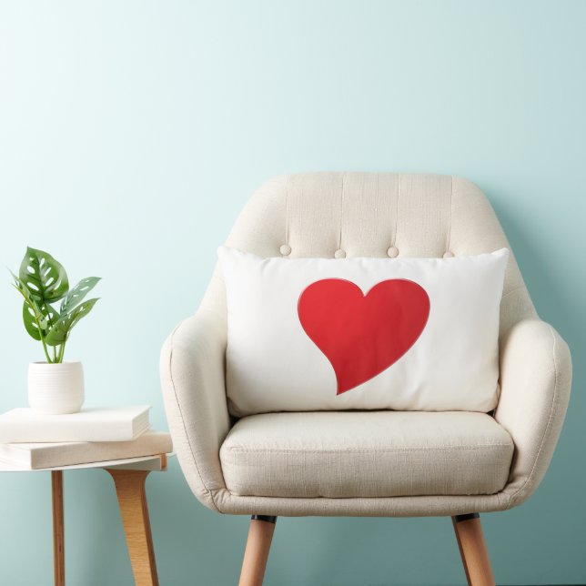 Cute Red big eart minimalist modern Valentine Lumbarkudde (Stol)