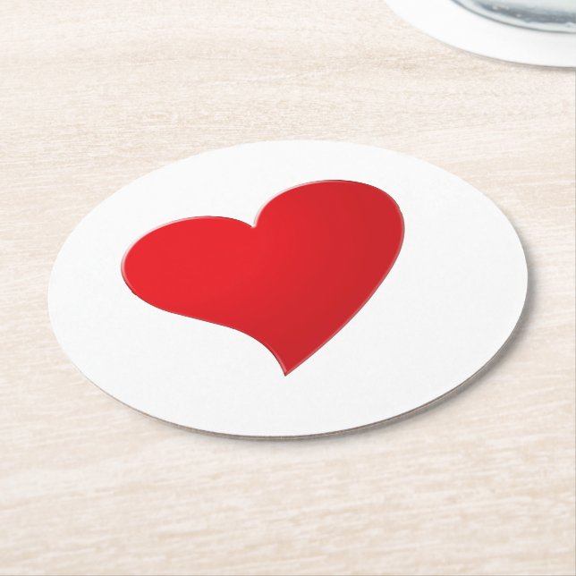 Cute Red big eart minimalist modern Valentine Underlägg Papper Rund (Vinklad)