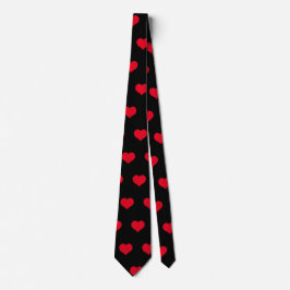 Cute Red Black Heart Valentines day Mönster Kärlek Slips